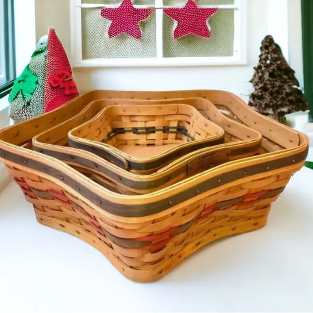 Longaberger Baskets Christmas 2001 Shining Star Collection Nesting Lot of 3